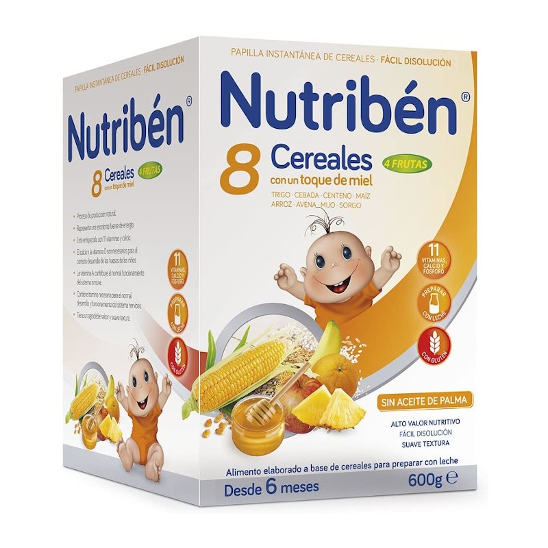 Nutribén Papilla 8 Cereales con Miel y 4 Frutas 600gr