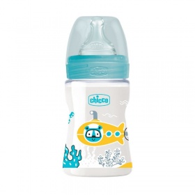 Chicco Biberón Well-being Tetina Silicona 0m+ 150ml Azul