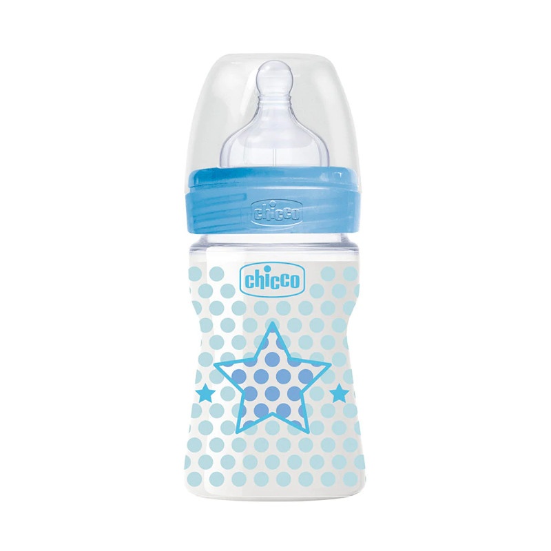 Chicco Biberón Well-being Tetina Silicona 0m+ 150ml Azul