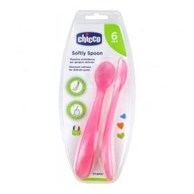 Chicco Cuchara Silicona Blanda Rosa 2Uds