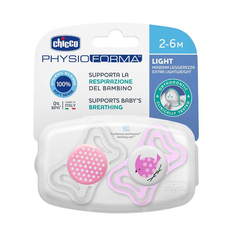 Chicco Chupete Silicona Physio Light 2-6meses 2Uds Rosa