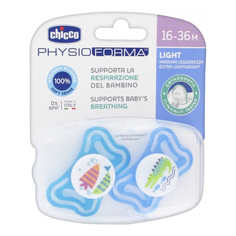 Chicco Chupete Silicona Physio Light 16-36meses 2Uds Azul