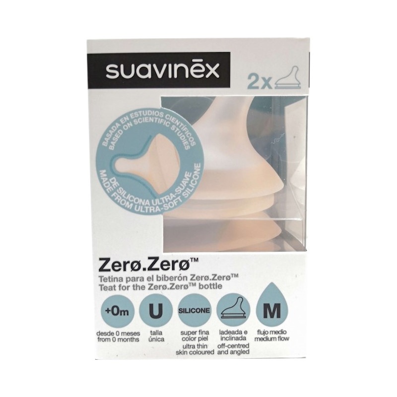 Suavinex Zero Zero Tetina Silicona Flujo Medio 2 Unidades