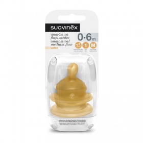 Suavinex Tetina Anatómica Flujo Medio Látex 0-6m 2 Unidades