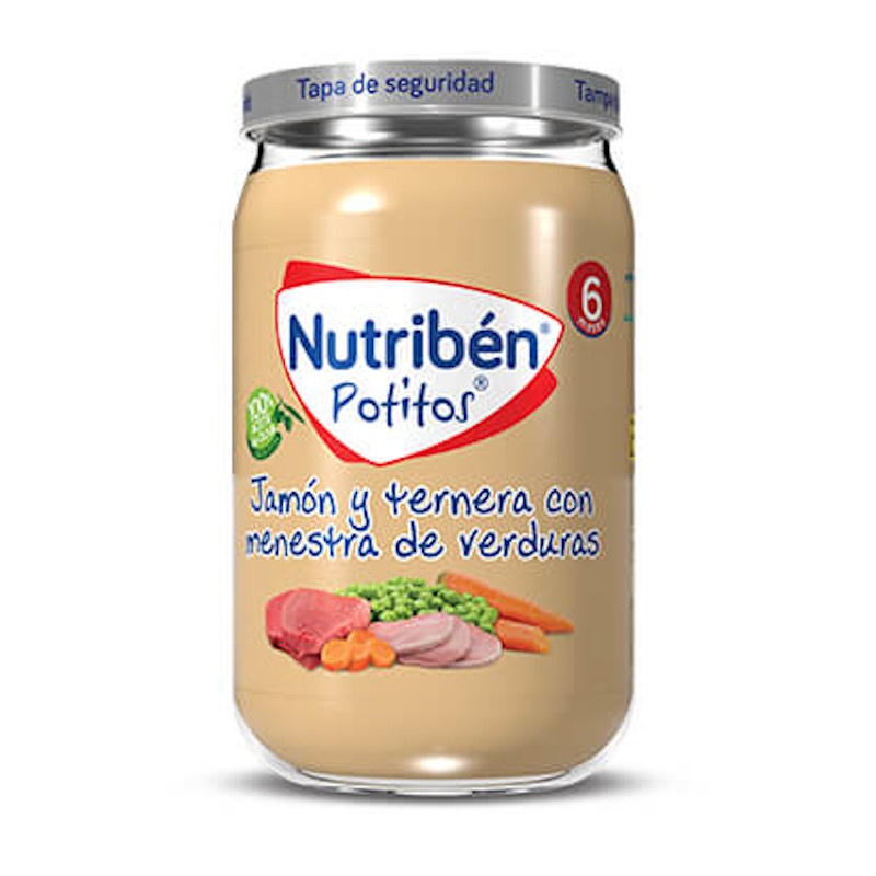 Nutribén Potitos Jamón y Ternera con Menestra de Verduras 235gr