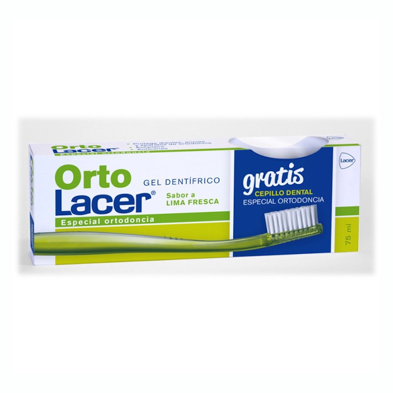 Ortolacer Gel Dentífrico Lima Fresca 75ml + Regalo Cepillo Especial Ortodoncia