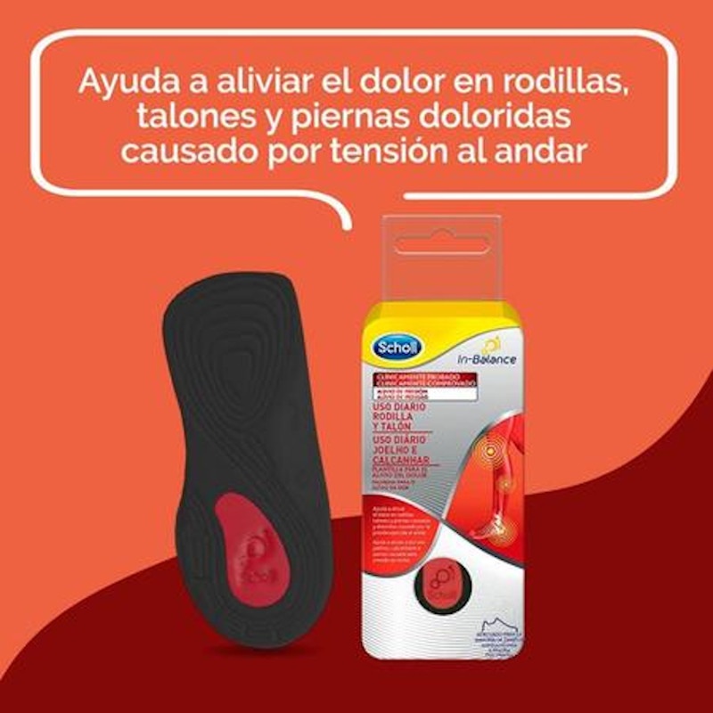 Scholl Plantillas In-Balance Alivio del dolor de rodilla y talón 1 Par