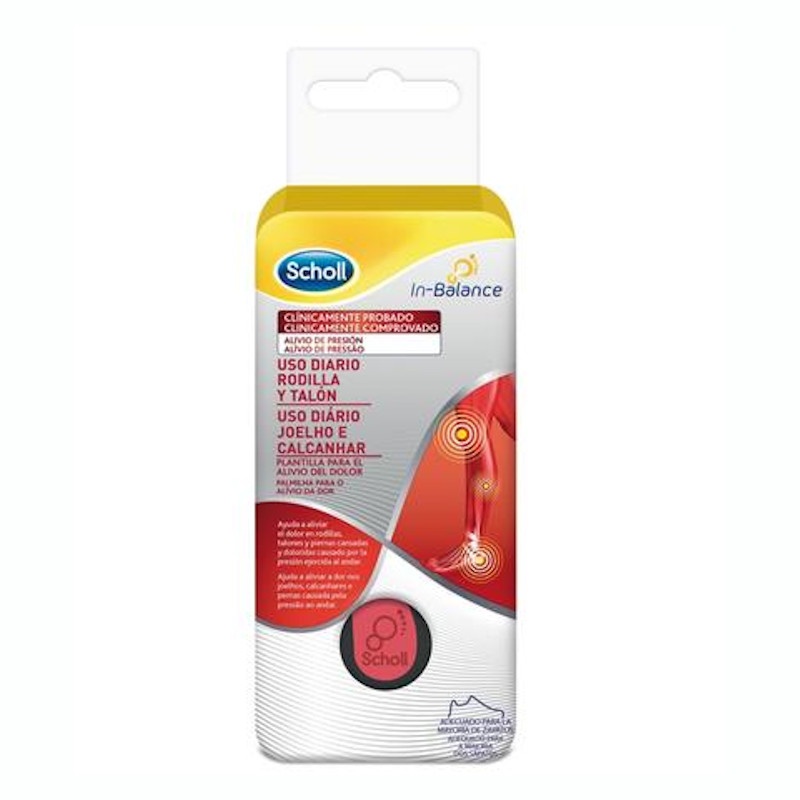 Scholl Plantillas In-Balance Alivio del dolor de rodilla y talón 1 Par Talla S