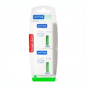 Vitis Duplo Cinta Dental con Cera, Flúor y Menta 2x50m