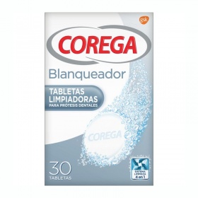 Corega Tabletas Limpiadoras Blanqueador 30 Pastillas