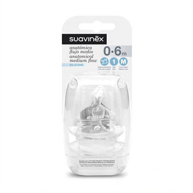 Suavinex Tetina Silicona Anatómica Flujo Medio 0-6m 2uds