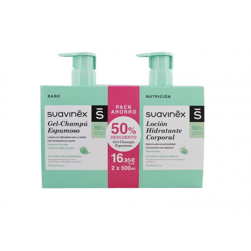 Suavinex Pack Gel-Champú Espumoso 500ml + Loción Hidratante Corporal 500ml