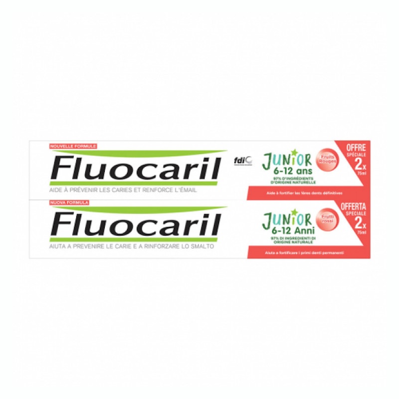 Fluocaril Junior 6-12 Años Duplo Dentífrico Sabor Frutos Rojos 2x75ml